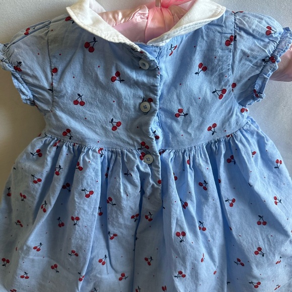 Janie and Jack Light Blue Dress with Cherry Print - Picture 2 of 4